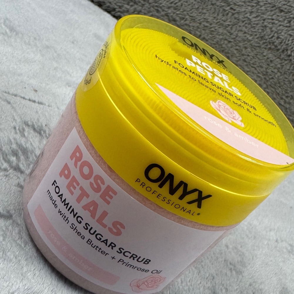 Onyx Professional Rose Petal Foaming Sugar Scrub 16oz New Rose Amber Shea Butter